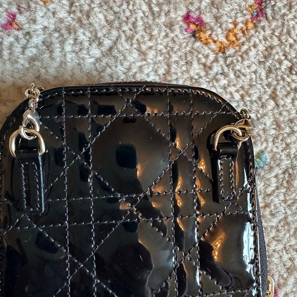 CHRISTIAN DIOR Lady Dior Canage Cell Phone Case Black Patent Cannage Calfskin - Picture 15 of 15